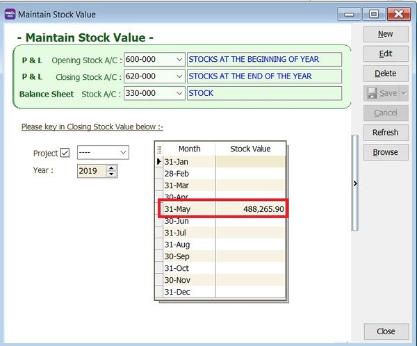 1. Why cannot update the GL Stock Value at Stock Month End Balance eStream Software